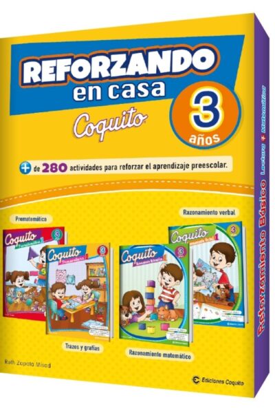 PACK 4 LIBROS REFORZANDO EN CASA COQUITO 3 AÑOS