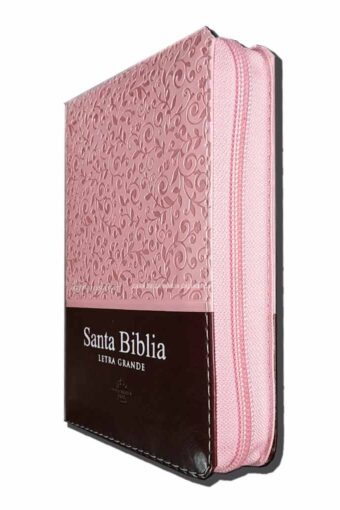 Books BIBLIA COMPACTA LETRA GRANDE CON CIERRE COLOR ROSA/MARRON