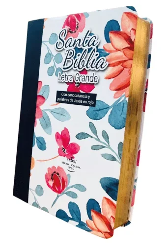 Books BIBLIA LETRA GRANDE FRANJA NEGRA Y FLORAL FILO DORADO