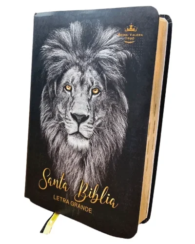 BIBLIA LETRA GRANDE LEON COLOR NEGRO FILO DORADO