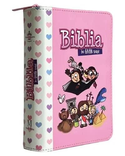 BIBLIA MI GRAN VIAJE ROSA SIMIL PIEL CON CIERRE